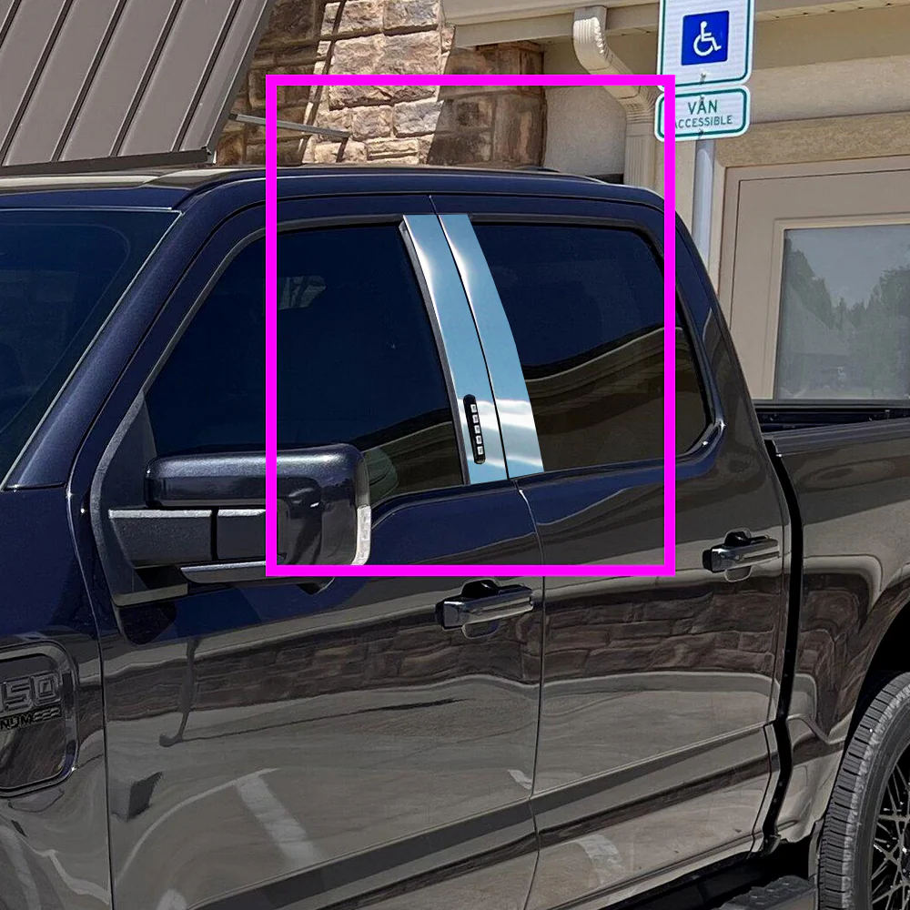 For 2021 - 2025 Ford F-150 F150 Super + Crew Mirror Chrome Exterior Stainless Car Window Door Pillar Trim 4-PCS W/ Keypad Cutout - Image 8