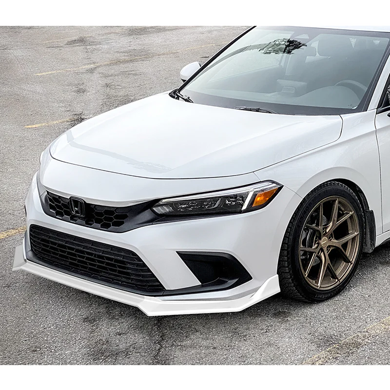 For 2022-2024 Honda Civic Sedan 11Th Painted White Front Bumper Splitter Spoiler Lip 3PCS - Image 5