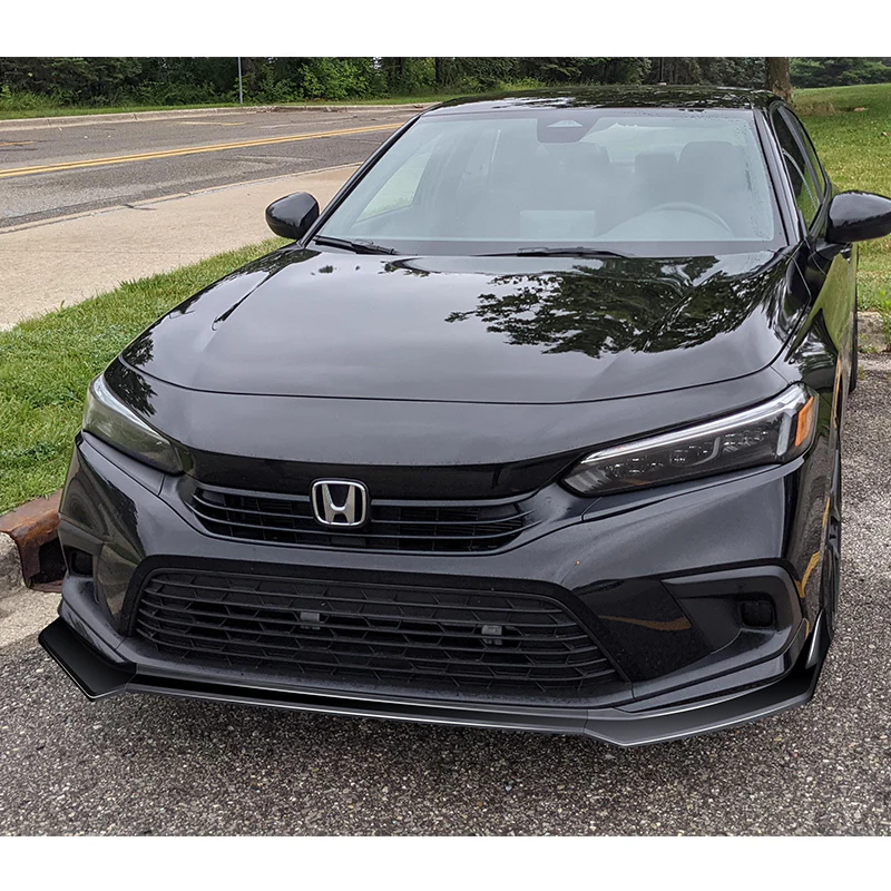 For 2022-2024 Honda Civic Sedan 11Th Painted Black Front Bumper Splitter Spoiler Lip 3PCS - Image 5