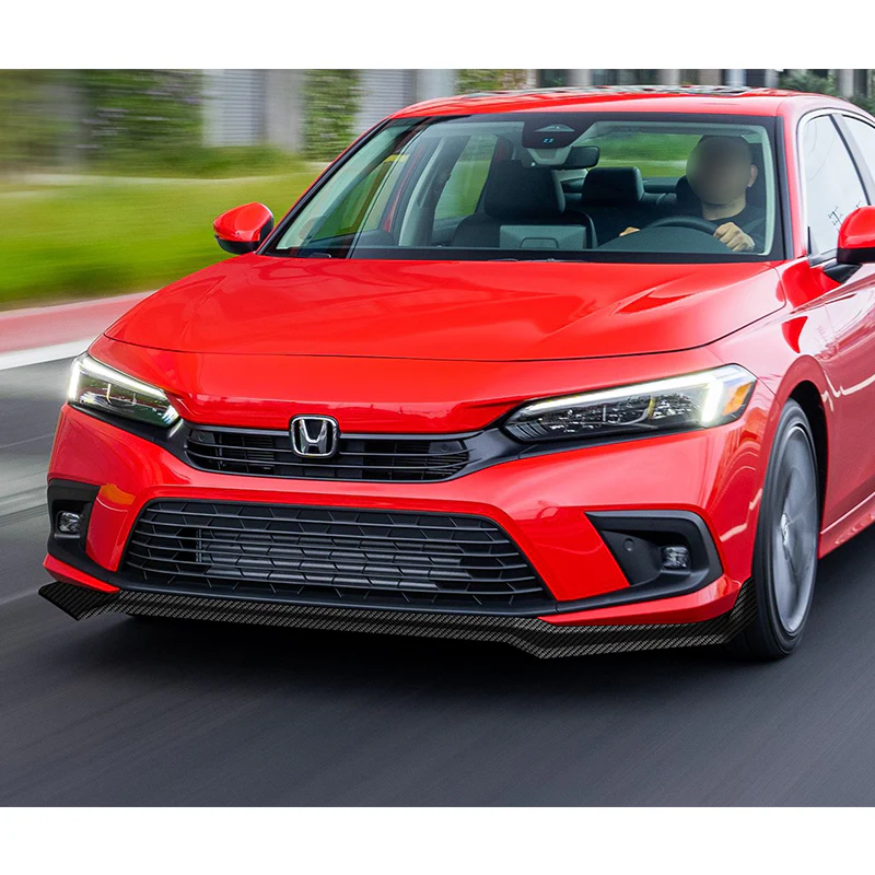 For 2022-2024 Honda Civic Sedan 11Th Carbon Look Front Bumper Splitter Spoiler Lip 3PCS - Image 5