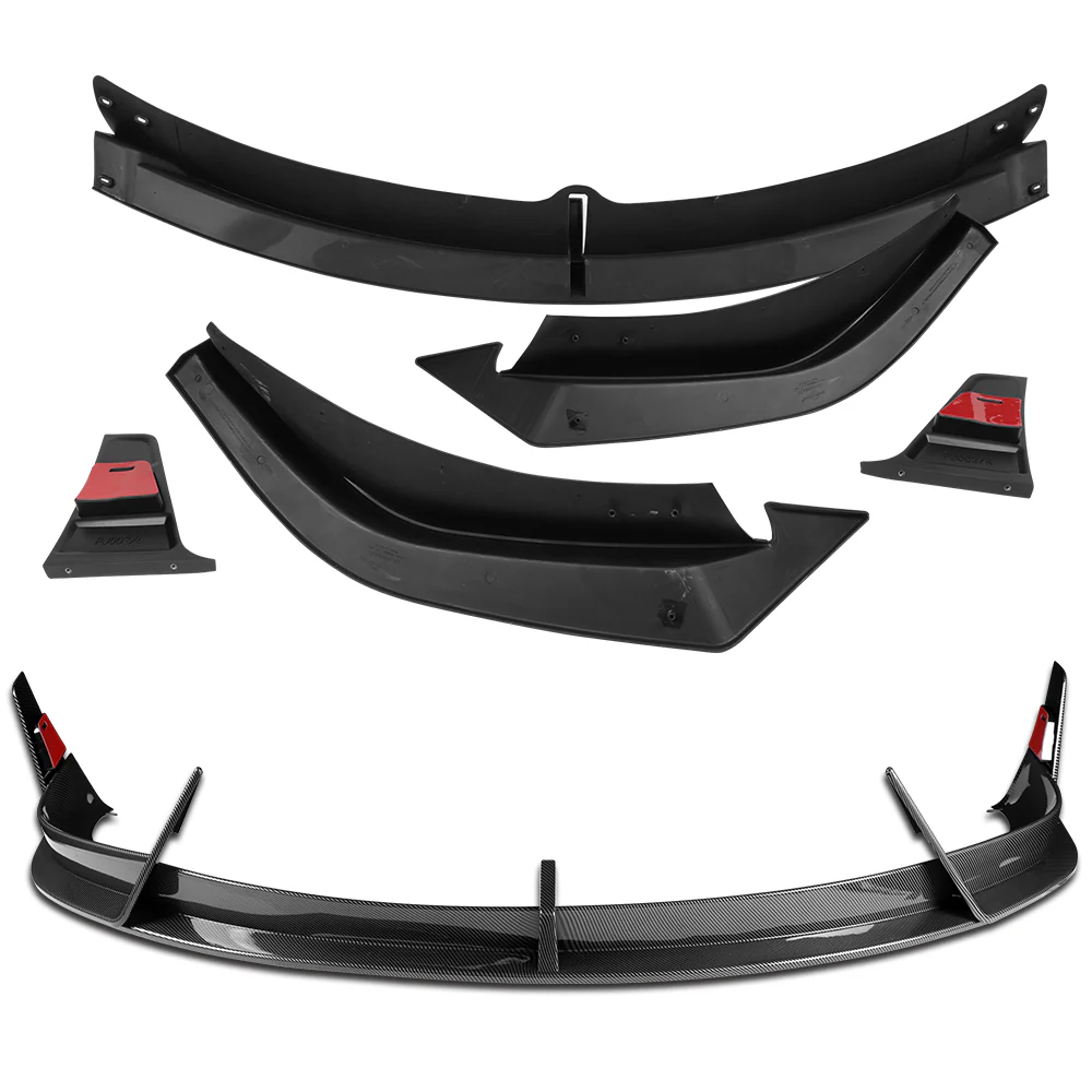 For 2022-2025 Tesla Model X Front Bumper Splitter Spoiler Lip 5PCS -Carbon Fiber Look - Image 3