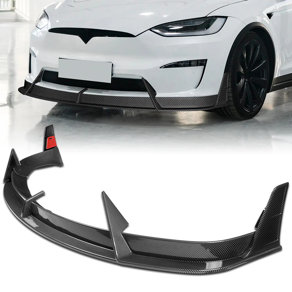 For 2022-2025 Tesla Model X Front Bumper Splitter Spoiler Lip 5PCS -Carbon Fiber Look - Image 6