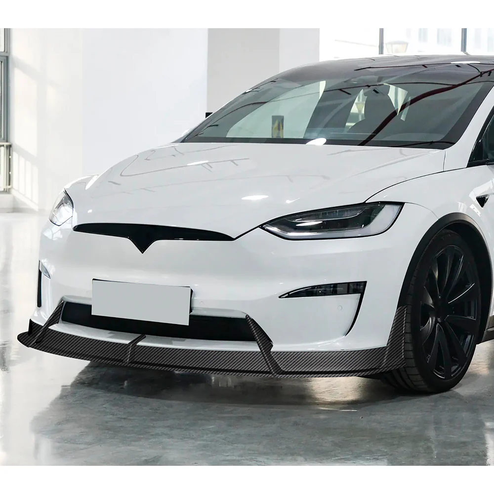 For 2022-2025 Tesla Model X Front Bumper Splitter Spoiler Lip 5PCS -Carbon Fiber Look - Image 9