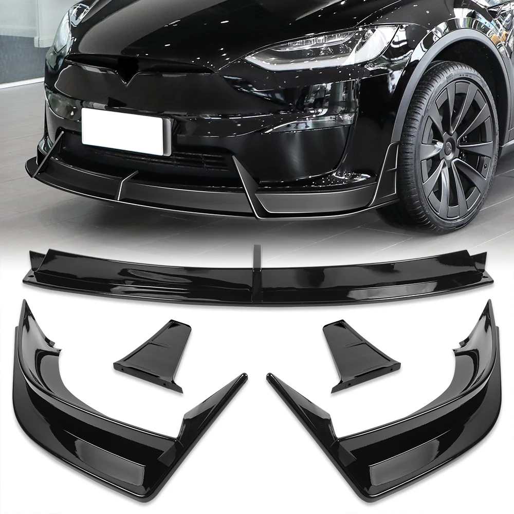 For 2022-2025 Tesla Model X Front Bumper Splitter Spoiler Lip 5PCS -Painted Black - Image 8