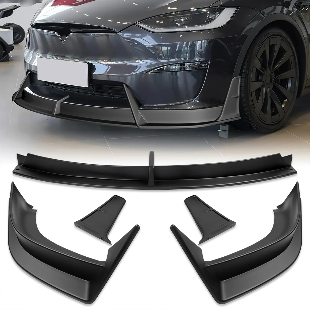 For 2022-2025 Tesla Model X Front Bumper Splitter Spoiler Lip 5PCS -Unpainted Matte Black - Image 10
