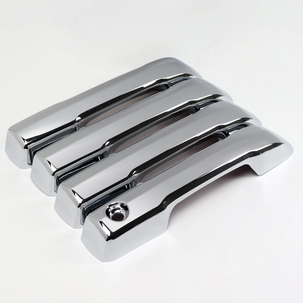 For 2022 - 2025 Toyota Tundra / Sequoia / Tacoma Mirror Chrome Exterior Door Pull Handle Lever Cover Cap Trim Kit No Smart Keyhole - Image 2