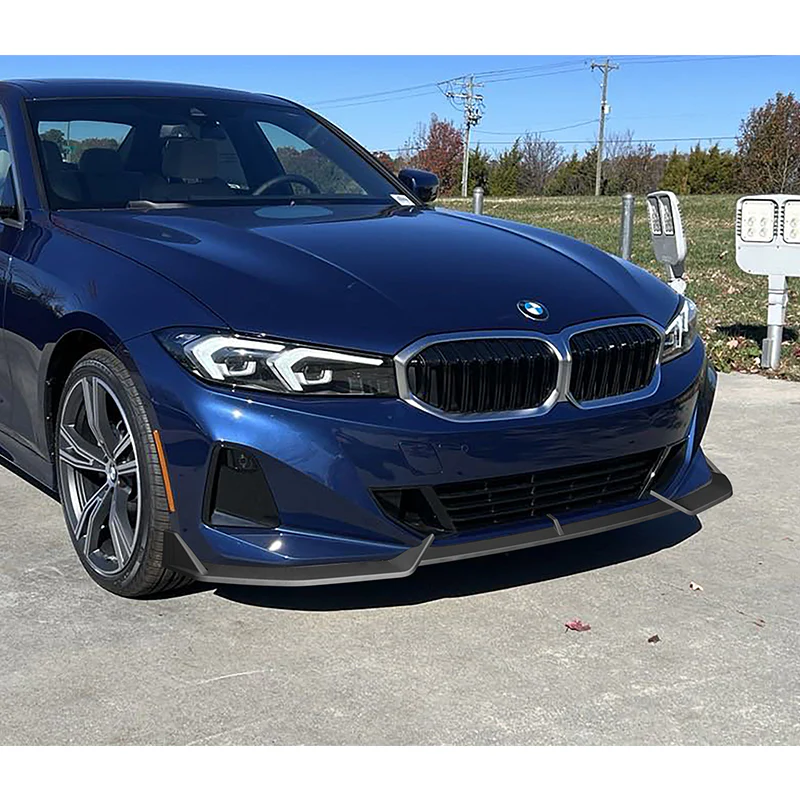 For 2023-2025 BMW 3-Series G20 Base GT-Style Unpainted Matte Black Front Bumper Body Splitter Spoiler Lip 3PCS - Image 5