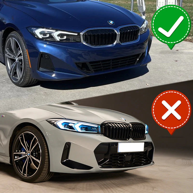 For 2023-2025 BMW 3-Series G20 Base GT-Style Unpainted Matte Black Front Bumper Body Splitter Spoiler Lip 3PCS - Image 6