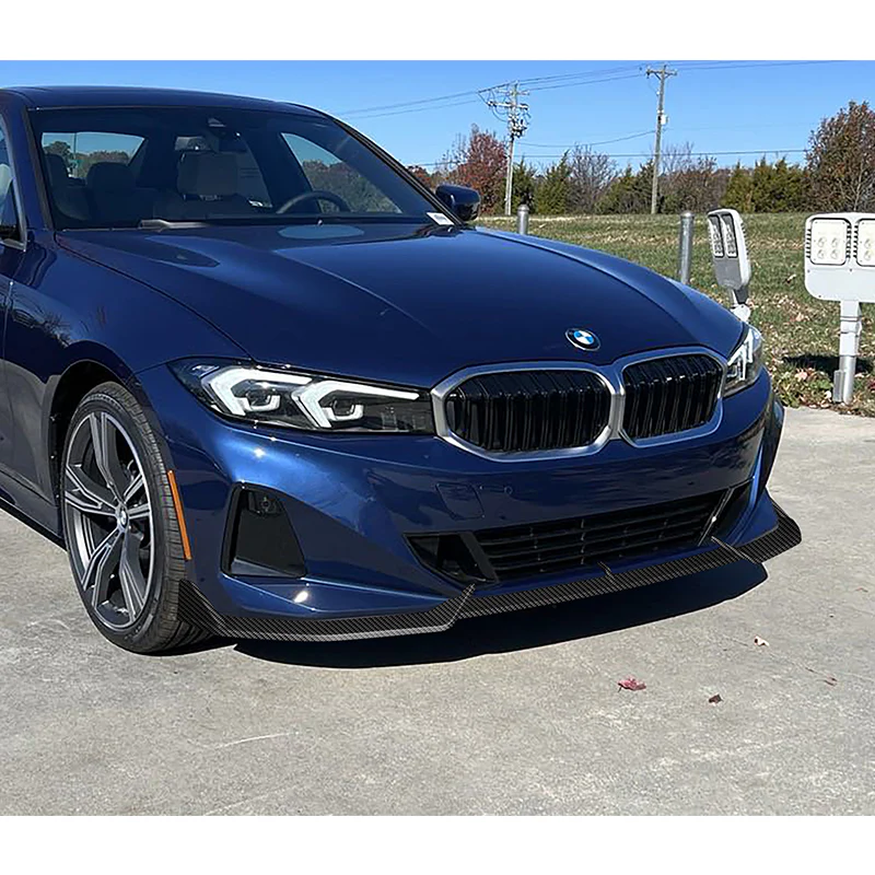 For 2023-2025 BMW 3-Series G20 Base GT-Style Carbon Look Front Bumper Body Splitter Spoiler Lip 3PCS - Image 5