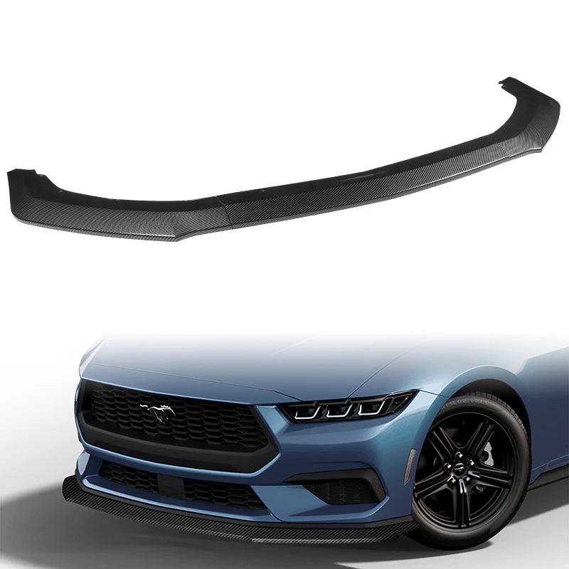 For 2024-2025 Ford Mustang ECO Carbon Look Front Bumper Splitter Spoiler Lip 3PCS - Image 2