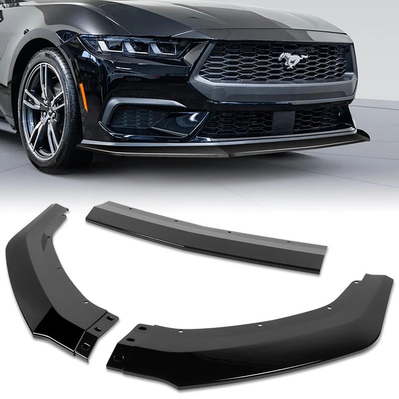 For 2024-2025 Ford Mustang ECO Painted Black Front Bumper Splitter Spoiler Lip 3PCS - Image 5