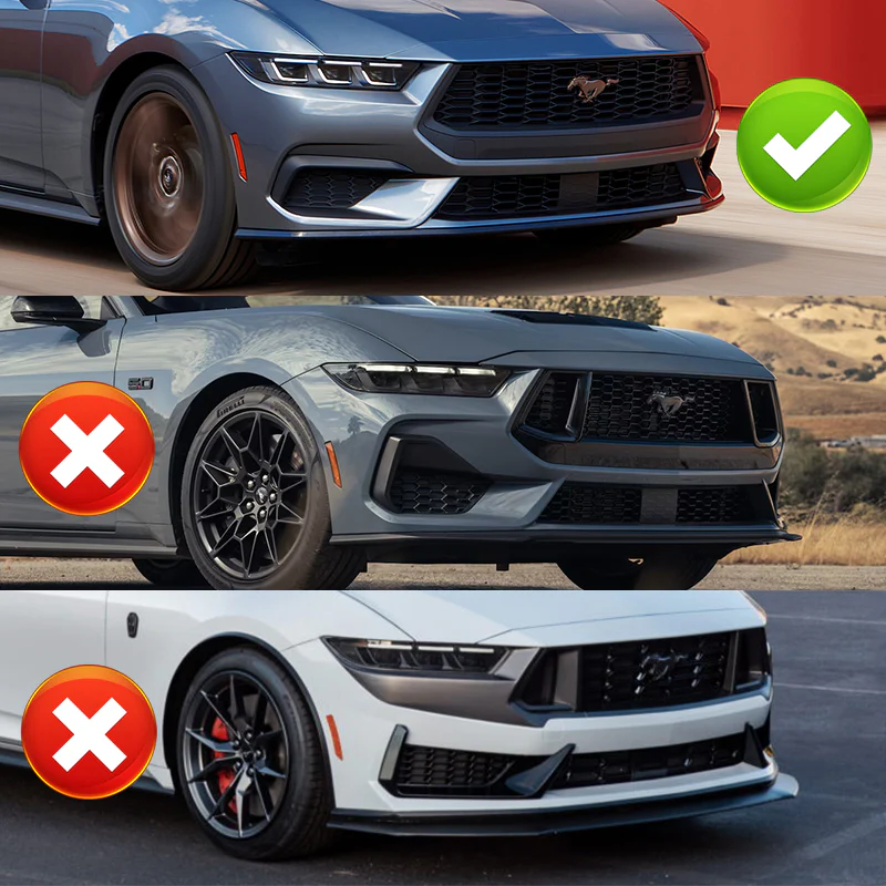 For 2024-2025 Ford Mustang ECO Painted Black Front Bumper Splitter Spoiler Lip 3PCS - Image 6