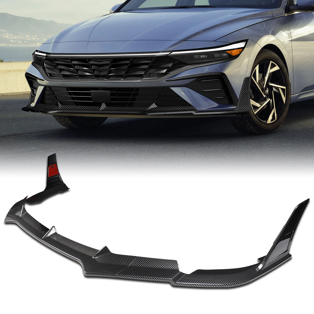 For 2024-2025 Hyundai Elantra Base Front Bumper Splitter Spoiler Lip 5PCS -Carbon Fiber Look - Image 8