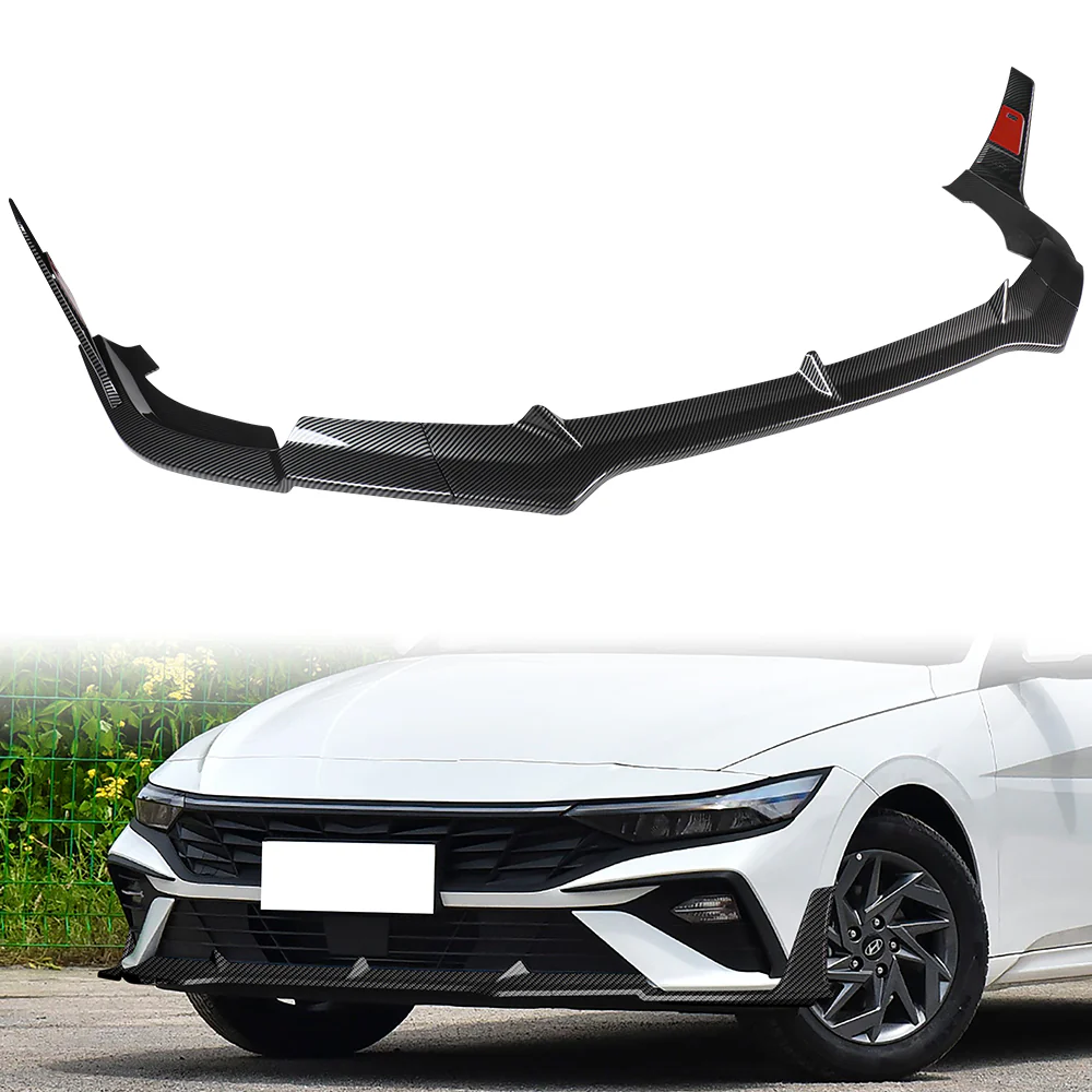 For 2024-2025 Hyundai Elantra Base Front Bumper Splitter Spoiler Lip 5PCS -Carbon Fiber Look - Image 9