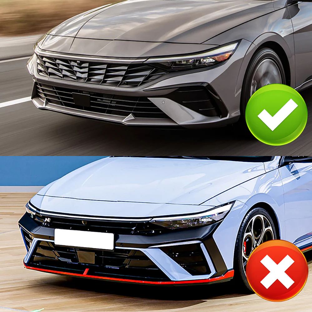 For 2024-2025 Hyundai Elantra Base Front Bumper Splitter Spoiler Lip 5PCS -Painted Black - Image 10