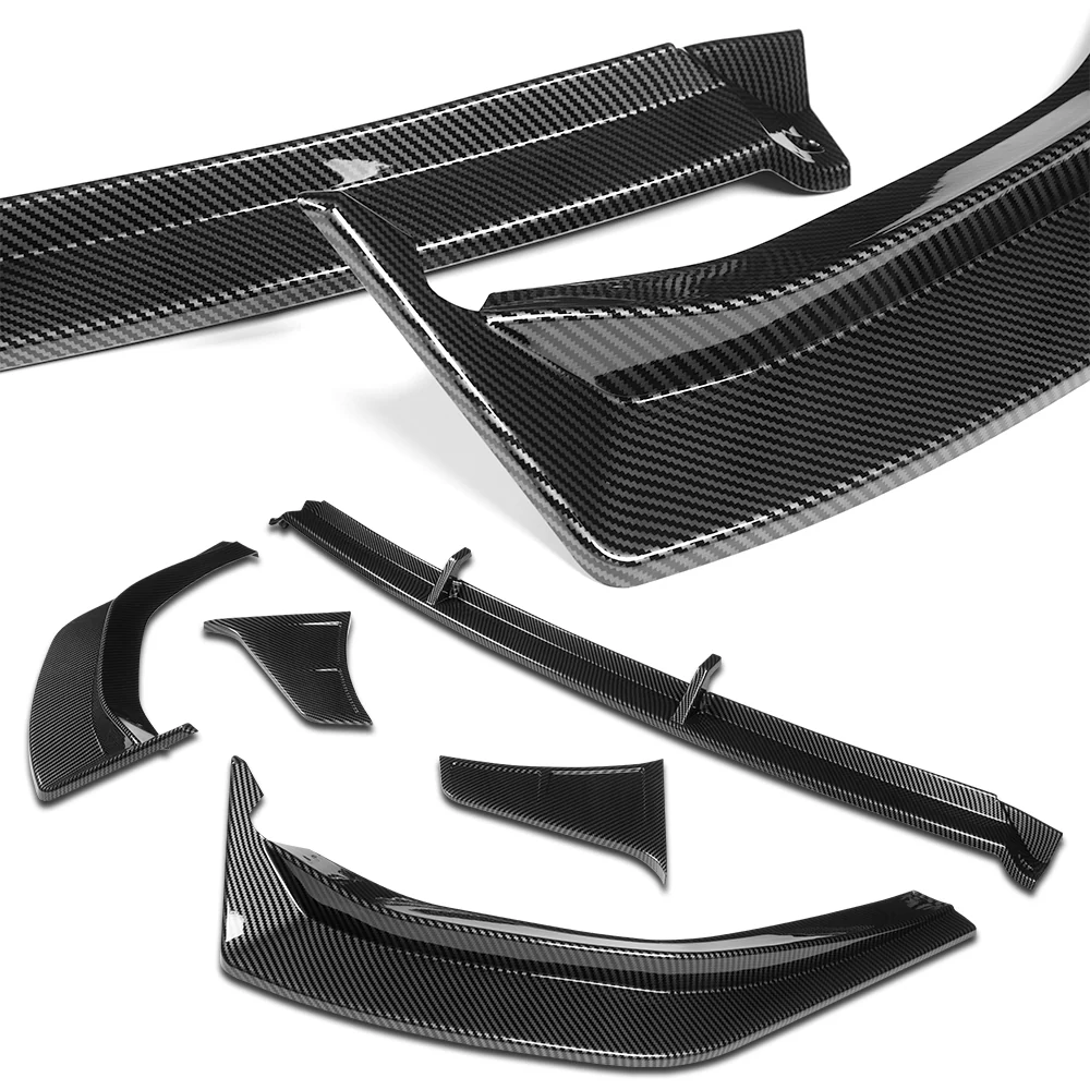 For 2024-2025 Hyundai Sonata Base Front Bumper STP-Style Splitter Spoiler Lip 5PCS -Carbon Fiber Look - Image 2