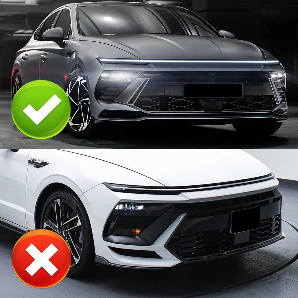 For 2024-2025 Hyundai Sonata Base Front Bumper STP-Style Splitter Spoiler Lip 5PCS -Carbon Fiber Look - Image 8