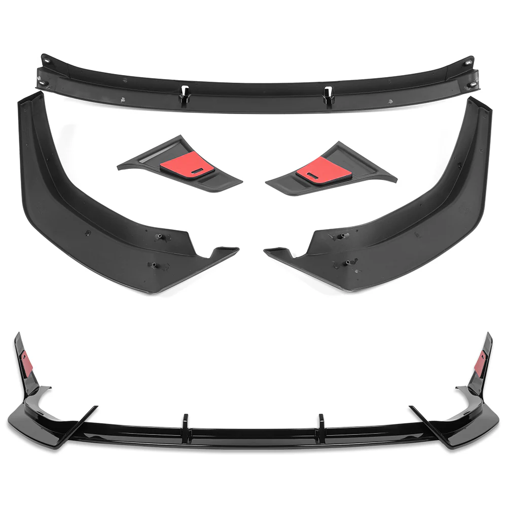 For 2024-2025 Hyundai Sonata Base Front Bumper STP-Style Splitter Spoiler Lip 5PCS -Painted Black - Image 2