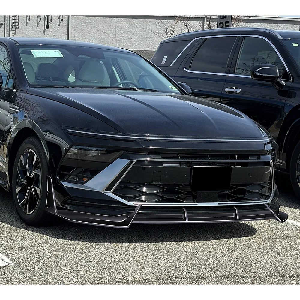 For 2024-2025 Hyundai Sonata Base Front Bumper STP-Style Splitter Spoiler Lip 5PCS -Painted Black - Image 7
