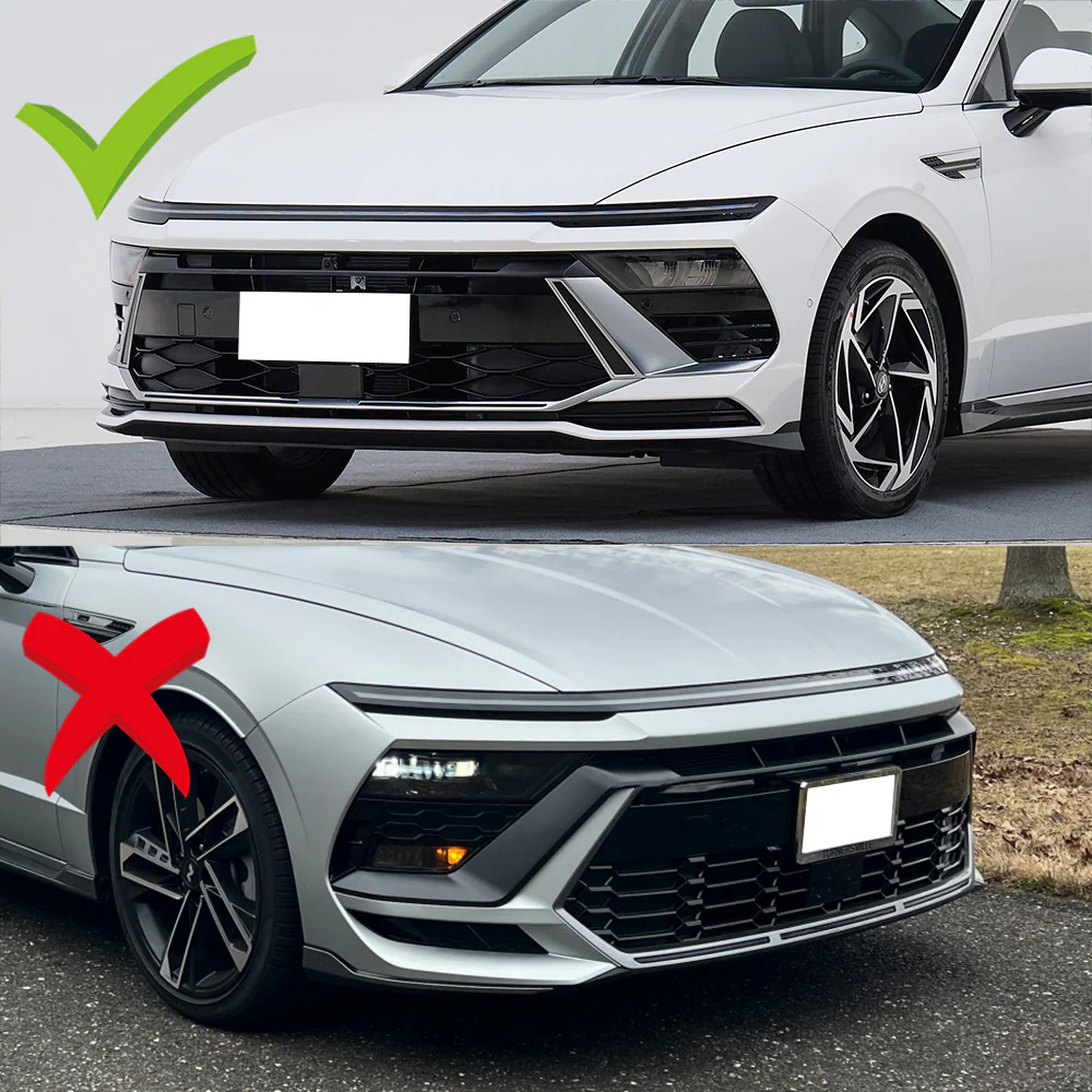 For 2024-2025 Hyundai Sonata Base Front Bumper STP-Style Splitter Spoiler Lip 5PCS -Painted Black - Image 8