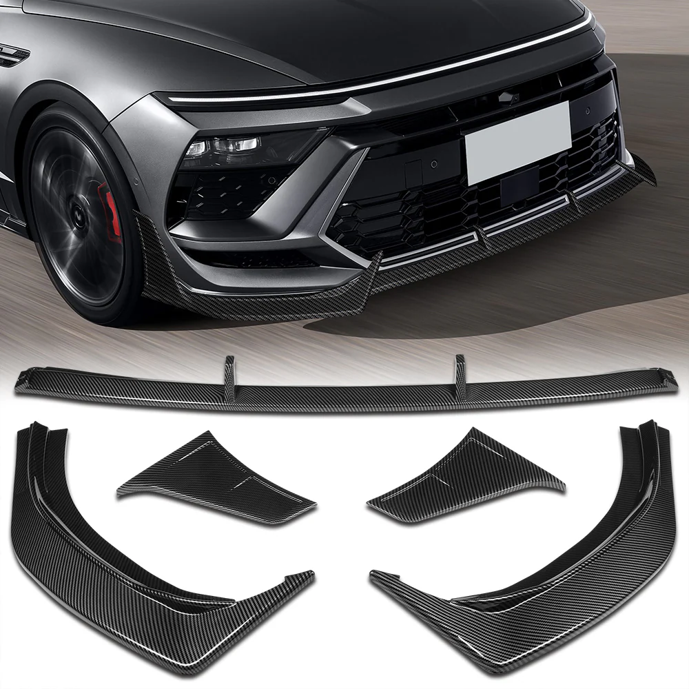 For 2024-2025 Hyundai Sonata N-Line Front Bumper Splitter Spoiler Lip 5PCS -Carbon Fiber Look - Image 5