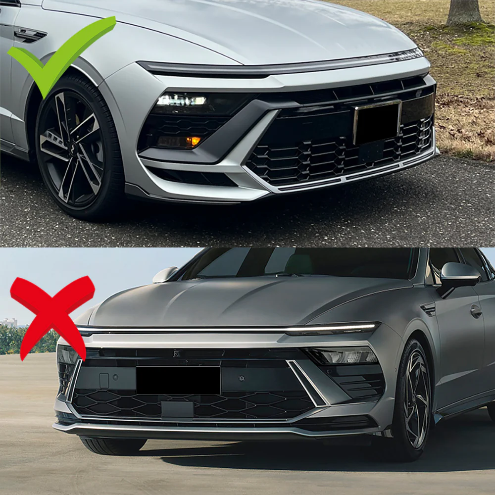 For 2024-2025 Hyundai Sonata N-Line Front Bumper Splitter Spoiler Lip 5PCS -Painted Black - Image 8