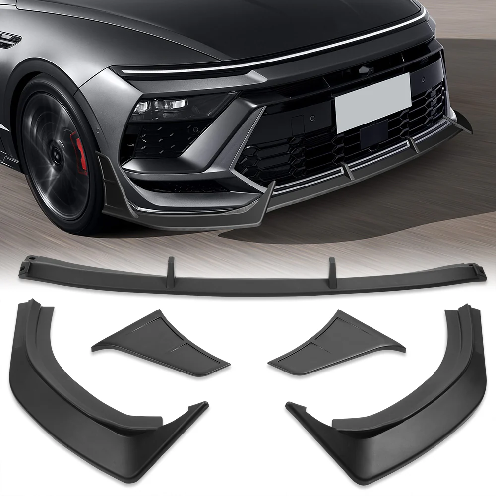 For 2024-2025 Hyundai Sonata N-Line Front Bumper Splitter Spoiler Lip 5PCS -Unpainted Matte Black - Image 8