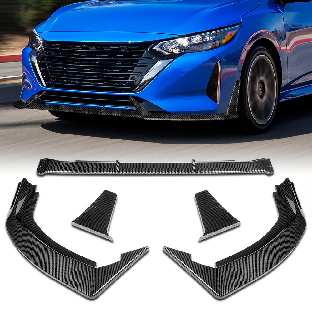 For 2024-2025 Nissan Sentra Front Bumper Splitter Spoiler Lip 5PCS -Carbon Fiber Look Painted - Image 8