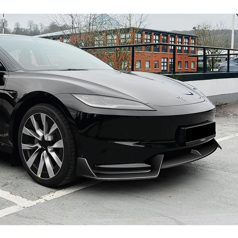 For 2024-2025 Tesla Model 3 Sedan Painted Black Front Bumper Body Splitter Spoiler Lip 3PCS - Image 5