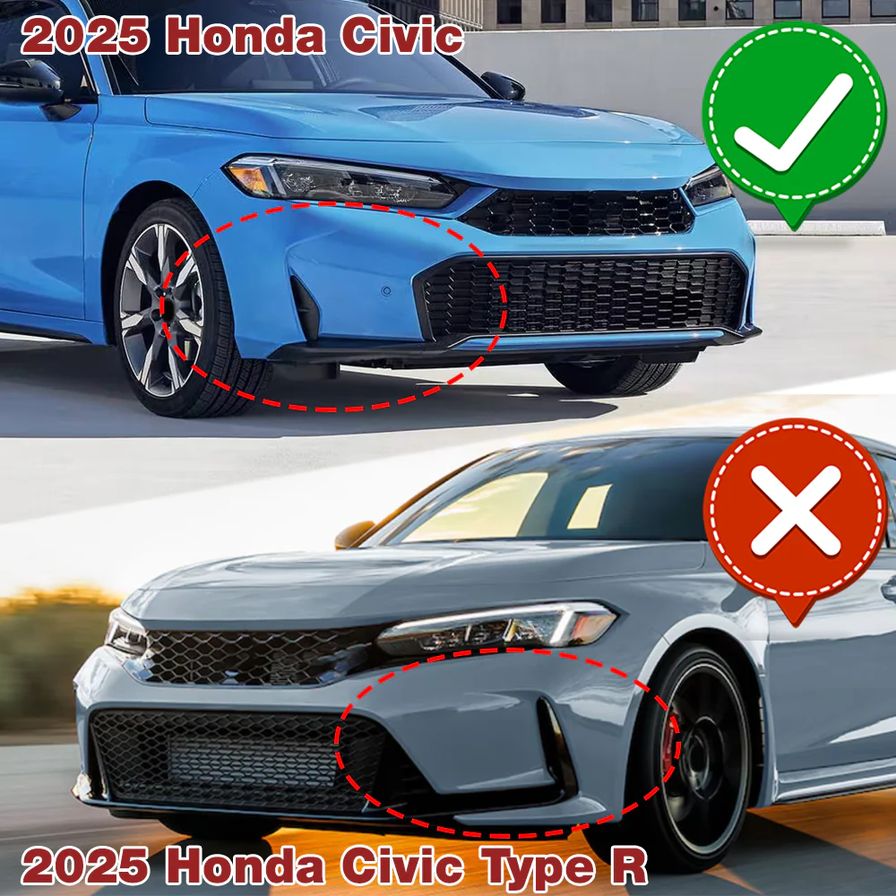 For 2025-2026 Honda Civic Sedan Hatchback Front Bumper Lip Spoiler Splitter -Unpainted Black - Image 6