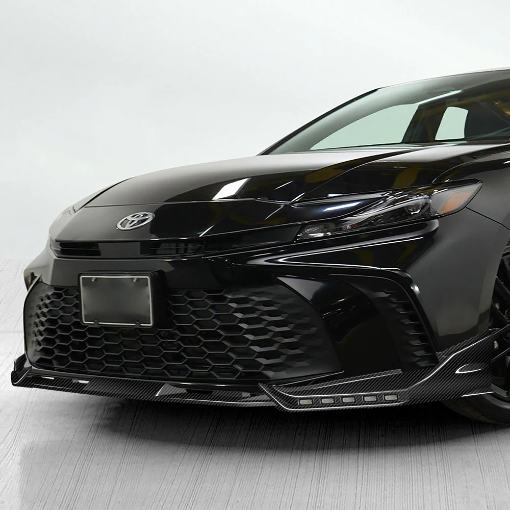 For 2025-2026 Toyota Camry SE XSE Front Bumper Splitter Spoiler Lip 3PCS With LED Sequential Running Lights -Carbon Fiber Look - Image 10
