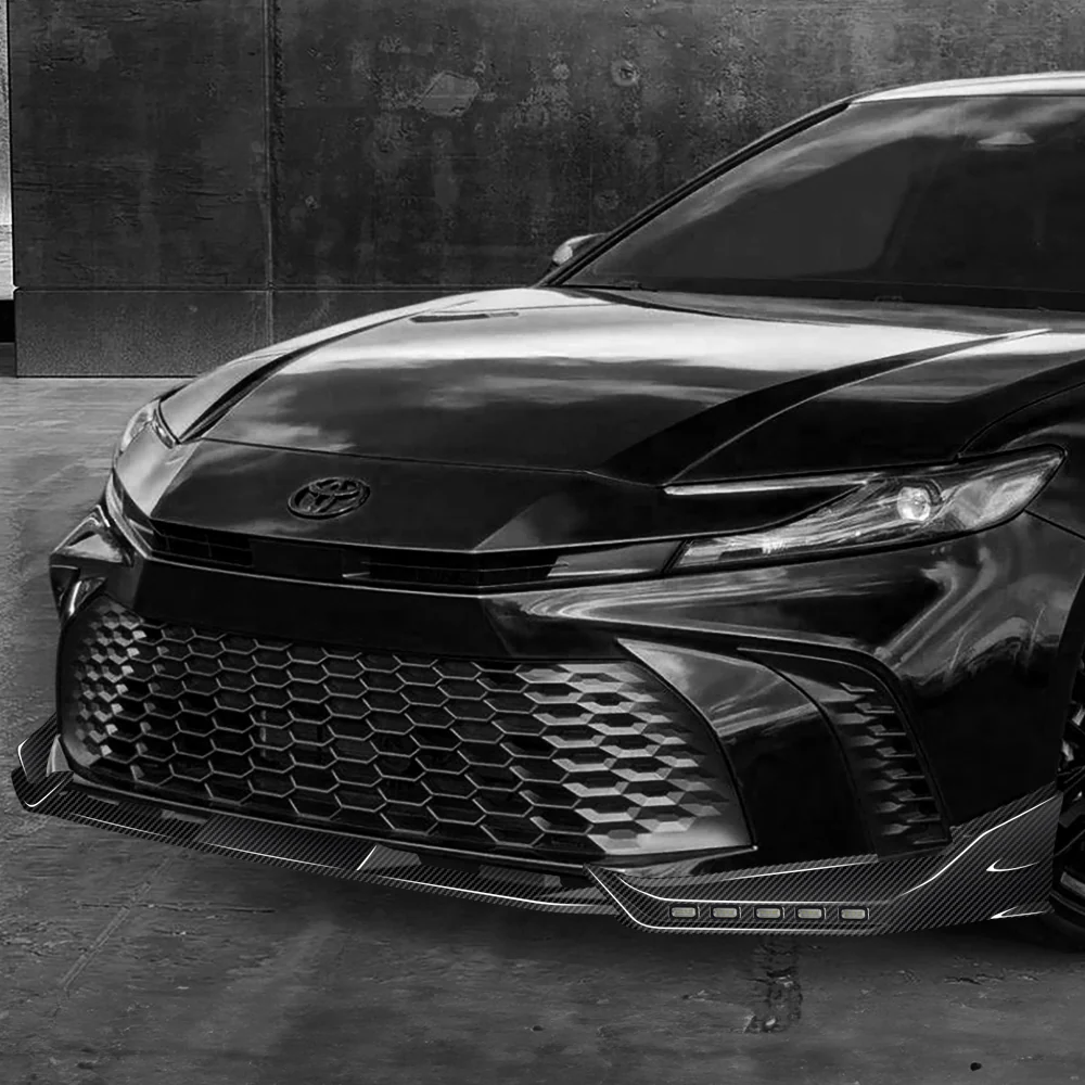 For 2025-2026 Toyota Camry SE XSE Front Bumper Splitter Spoiler Lip 3PCS With LED Sequential Running Lights -Carbon Fiber Look - Image 11