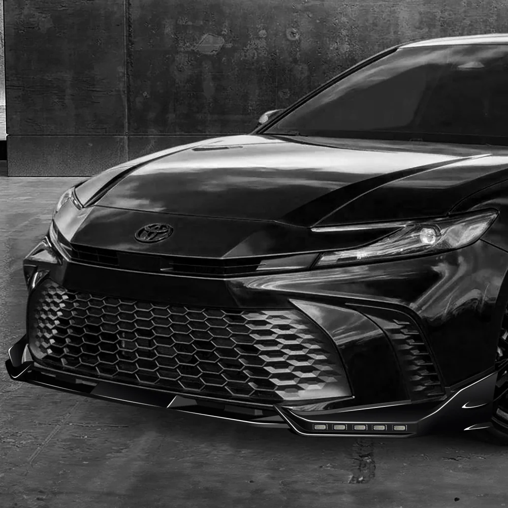 For 2025-2026 Toyota Camry SE XSE Front Bumper Splitter Spoiler Lip 3PCS With LED Sequential Running Lights -Painted Black - Image 10