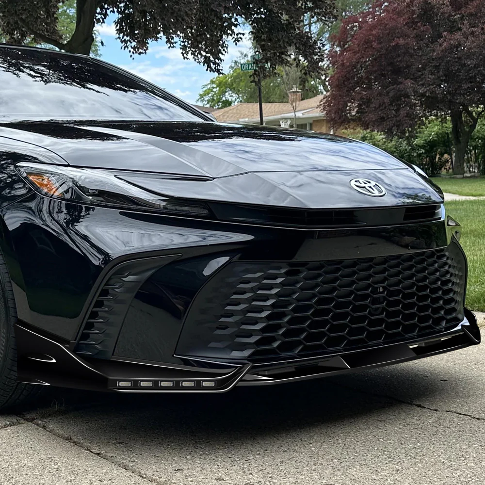 For 2025-2026 Toyota Camry SE XSE Front Bumper Splitter Spoiler Lip 3PCS With LED Sequential Running Lights -Painted Black - Image 8