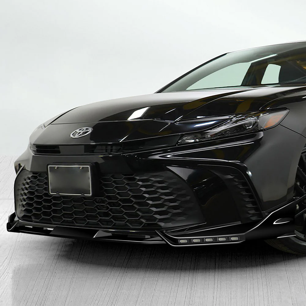 For 2025-2026 Toyota Camry SE XSE Front Bumper Splitter Spoiler Lip 3PCS With LED Sequential Running Lights -Painted Black - Image 9