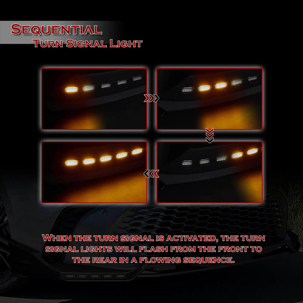 For 2025-2026 Toyota Camry SE XSE Front Bumper Splitter Spoiler Lip 3PCS With LED Sequential Running Lights -Unpainted Matte Black - Image 6