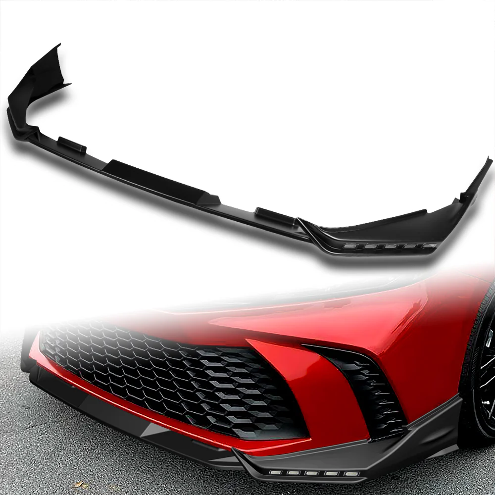 For 2025-2026 Toyota Camry SE XSE Front Bumper Splitter Spoiler Lip 3PCS With LED Sequential Running Lights -Unpainted Matte Black - Image 9