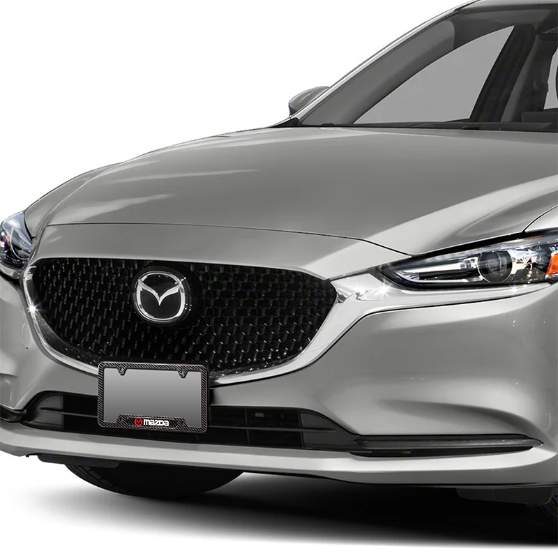 For 2PCS MAZDA 3 6 Black License Plate Frame Stainless Steel Metal Carbon Fiber - Image 2