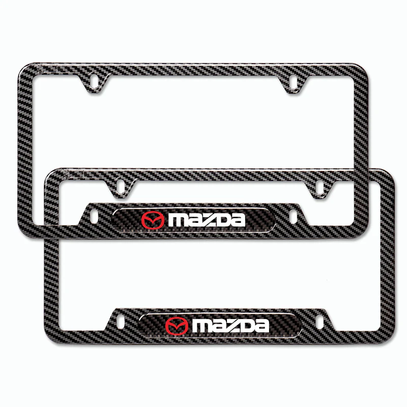 For 2PCS MAZDA 3 6 Black License Plate Frame Stainless Steel Metal Carbon Fiber - Image 4