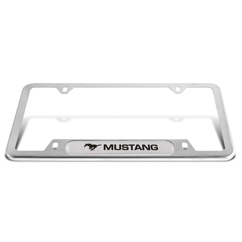 2PCS MUSTANG Stainless Steel License Plate Frame Silver Metal Brand New - Image 3