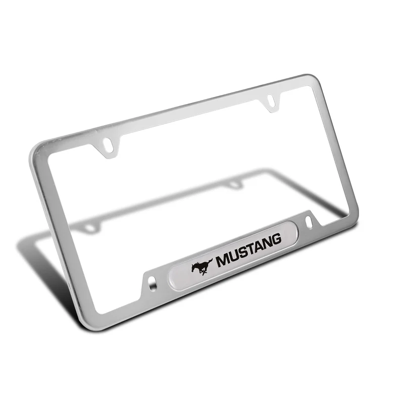 2PCS MUSTANG Stainless Steel License Plate Frame Silver Metal Brand New - Image 7