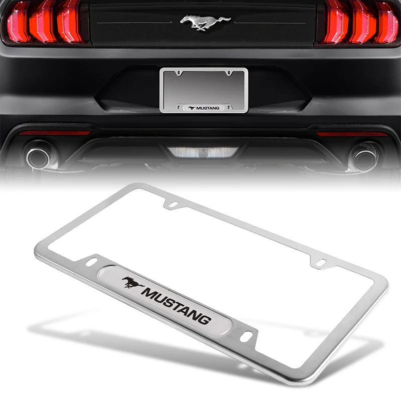 2PCS MUSTANG Stainless Steel License Plate Frame Silver Metal Brand New - Image 8