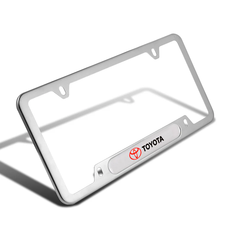 2PCS TOYOTA Stainless Steel Metal License Plate Frame Silver New - Image 4