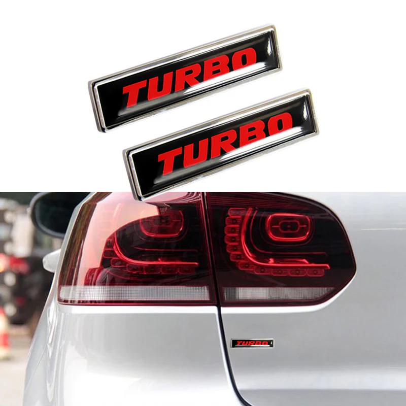 For 2PCS Turbo Emblem Luxury Auto Car Body Fender Metal Badge Sticker Decal - Image 2
