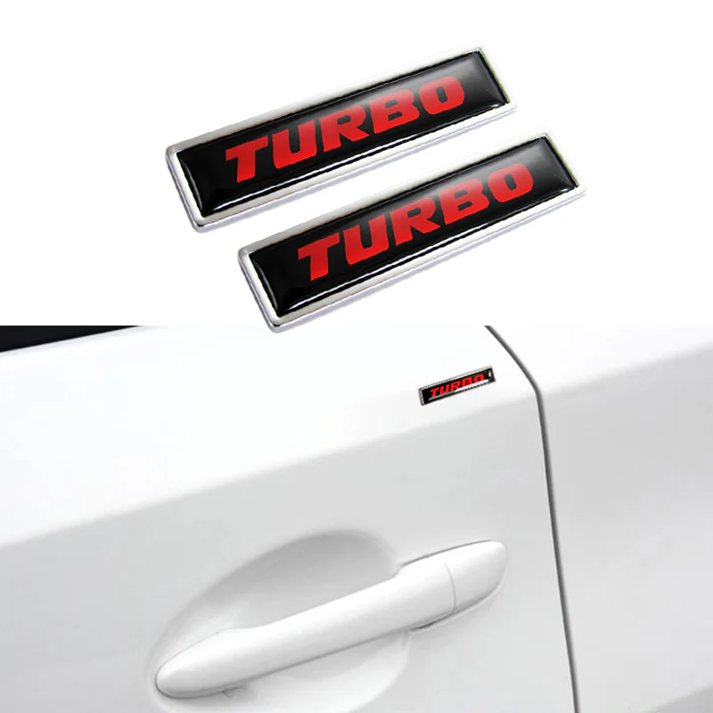 For 2PCS Turbo Emblem Luxury Auto Car Body Fender Metal Badge Sticker Decal - Image 4