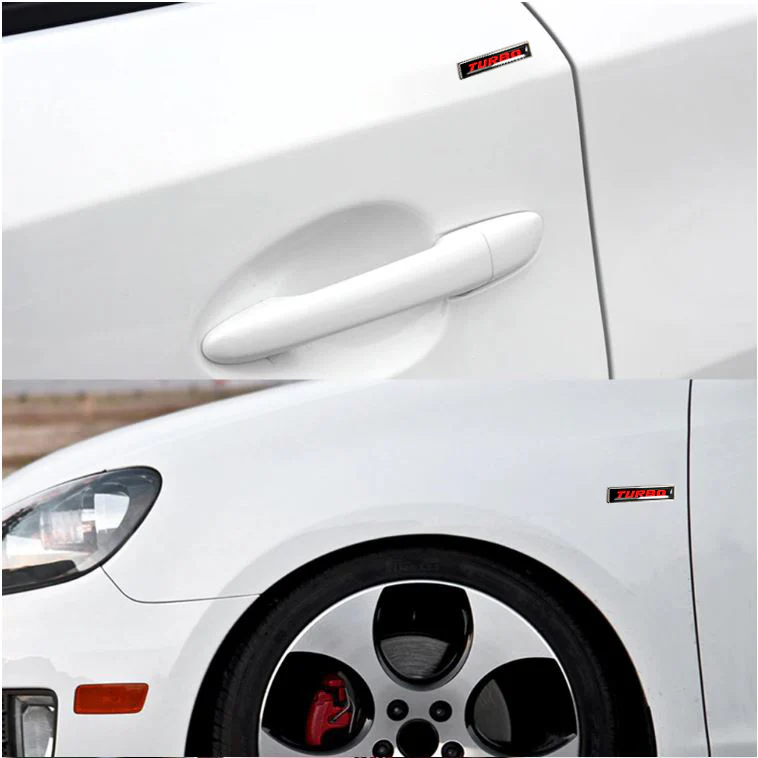 For 2PCS Turbo Emblem Luxury Auto Car Body Fender Metal Badge Sticker Decal - Image 6