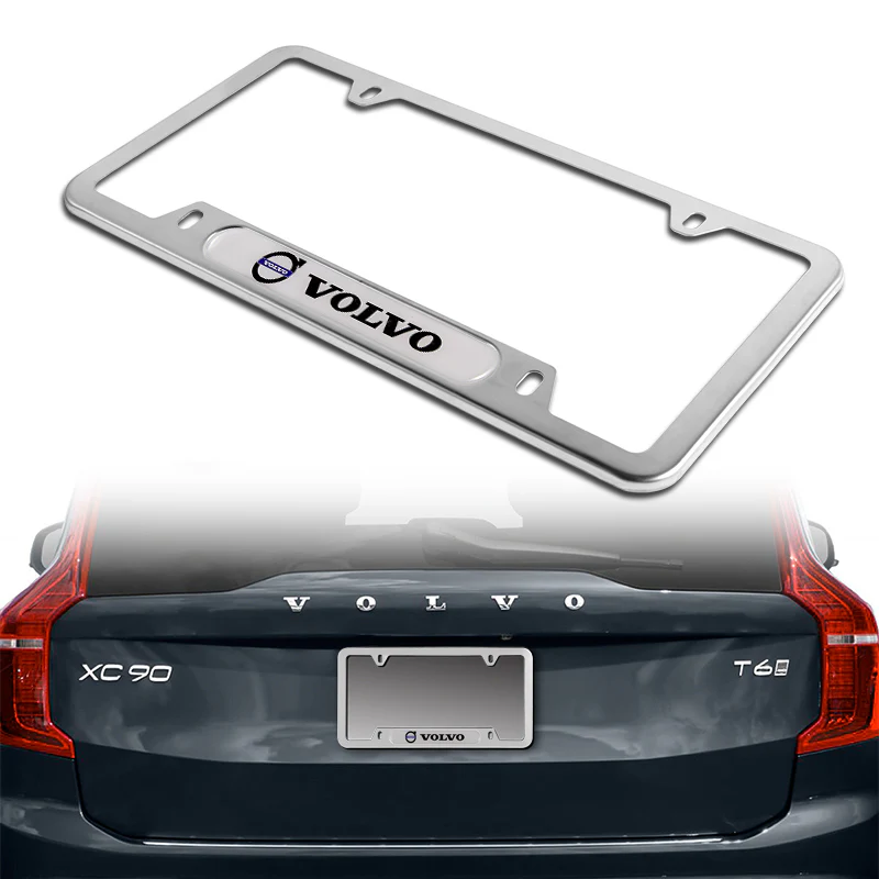 2PCS VOLVO Stainless Steel New Silver Metal License Plate Frame - Image 2