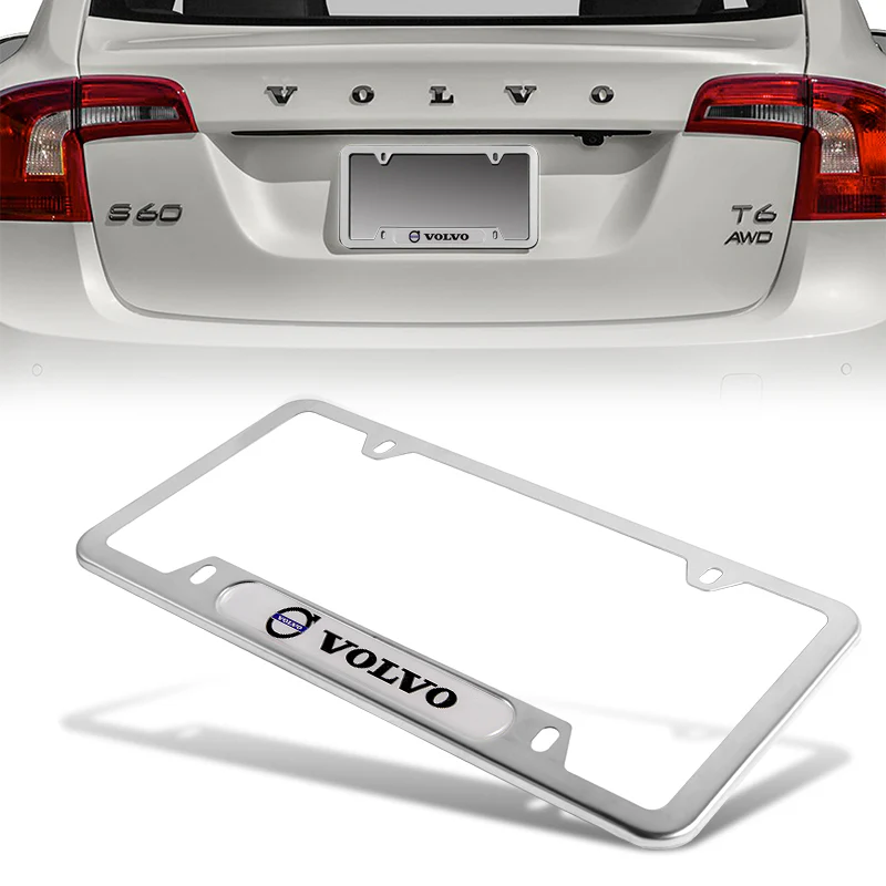 2PCS VOLVO Stainless Steel New Silver Metal License Plate Frame - Image 5