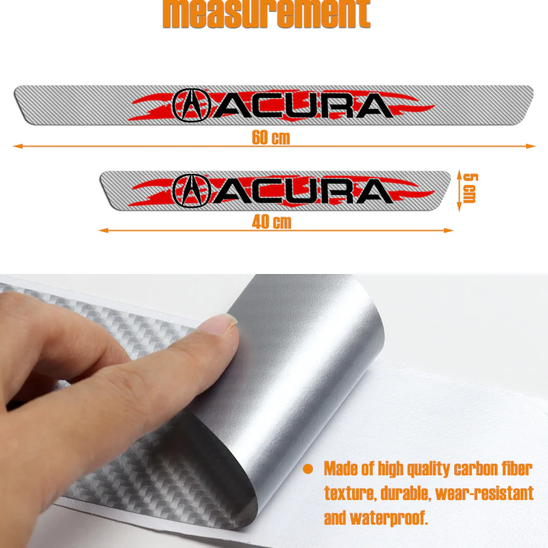 For Acura Carbon Fiber Car Door Scuff Sill Cover Panel Step Protector 4PCS Set - Image 5
