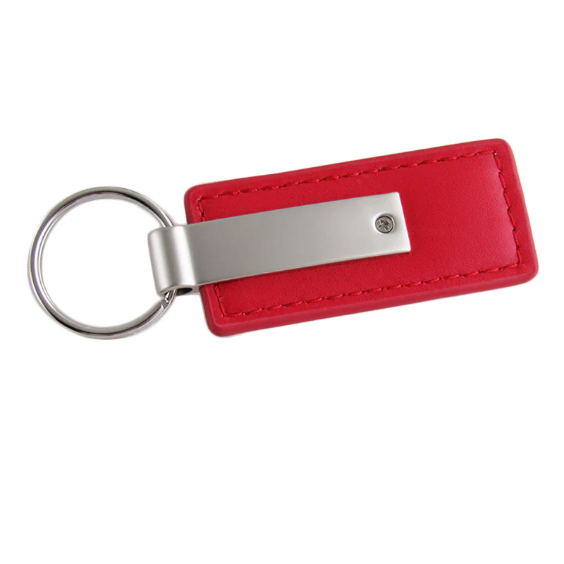 For Acura Logo Emblem Red Leather Chrome Key Fob Rectangle Keychain Keyring Lanyard - Image 2